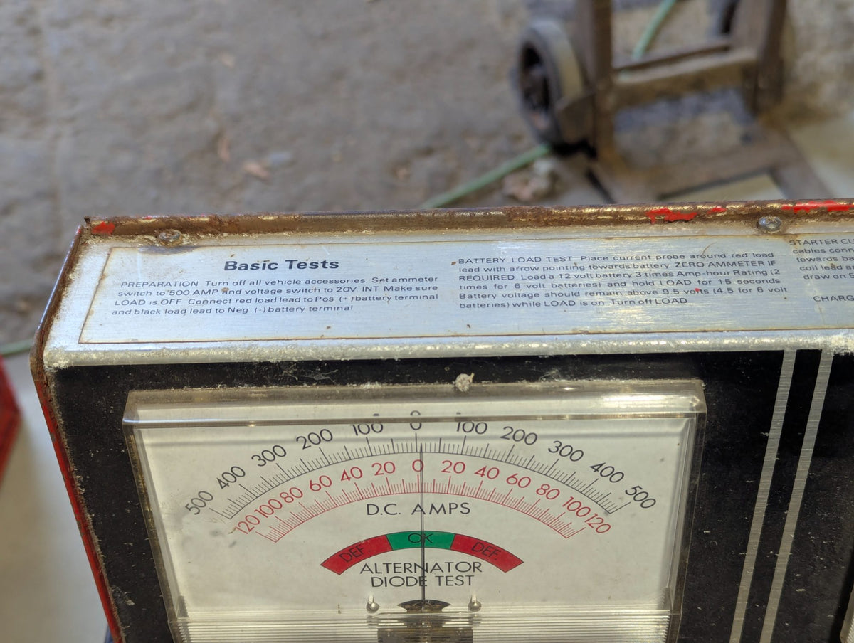 Vintage Snap-on MT-552 Battery Alternator Starter Load Tester on Rolling Cart - Voltmeter Works