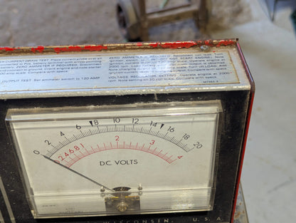 Vintage Snap-on MT-552 Battery Alternator Starter Load Tester on Rolling Cart - Voltmeter Works