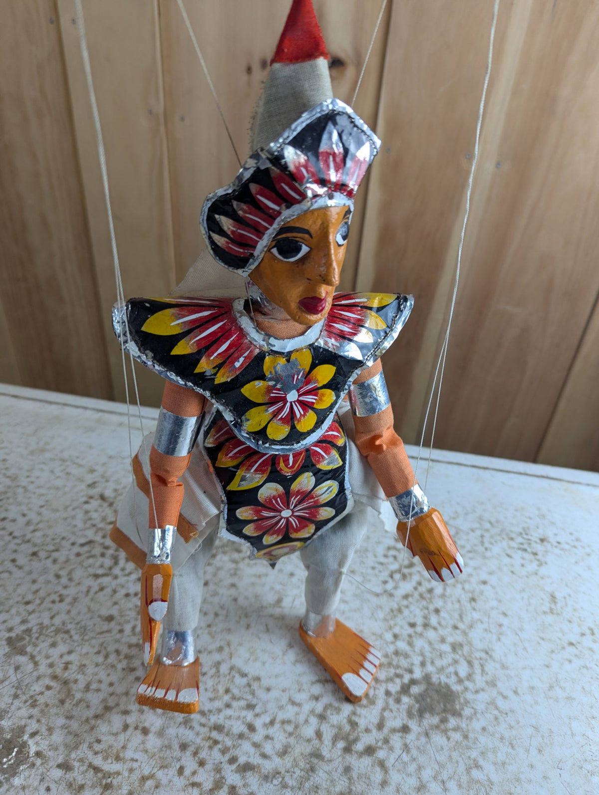 Vintage Hand Carved Folk Art Sri Lankan Kandyan Dancer Marionette Puppet