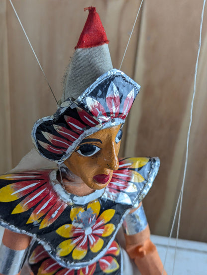 Vintage Hand Carved Folk Art Sri Lankan Kandyan Dancer Marionette Puppet
