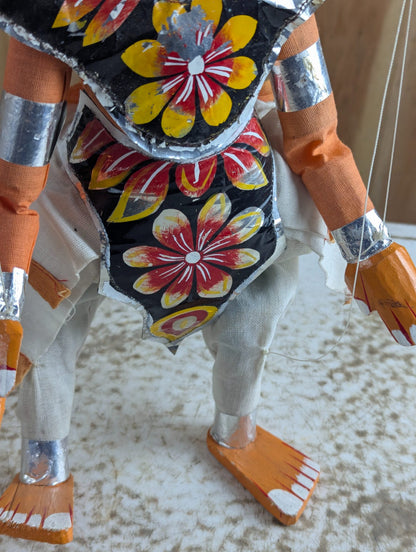 Vintage Hand Carved Folk Art Sri Lankan Kandyan Dancer Marionette Puppet