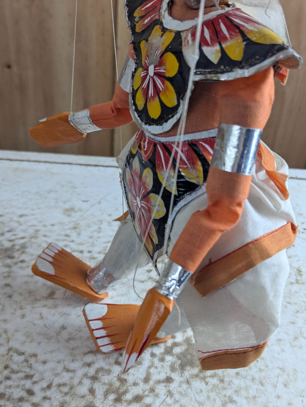 Vintage Hand Carved Folk Art Sri Lankan Kandyan Dancer Marionette Puppet
