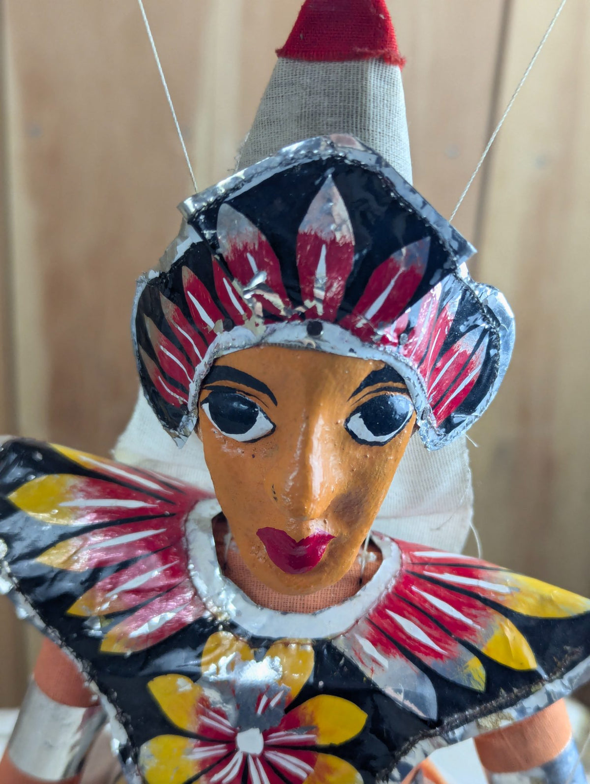 Vintage Hand Carved Folk Art Sri Lankan Kandyan Dancer Marionette Puppet