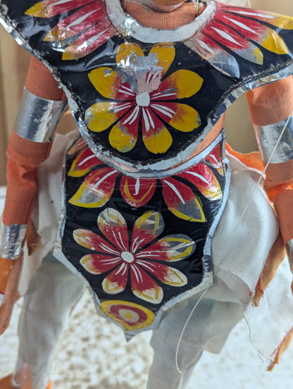 Vintage Hand Carved Folk Art Sri Lankan Kandyan Dancer Marionette Puppet