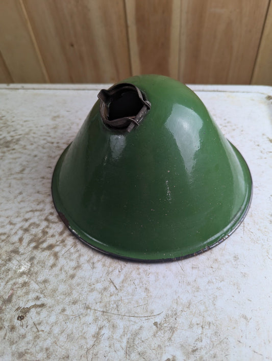 Vintage Industrial 8.5" Green Porcelain Enamel Metal Light Shade with Collar