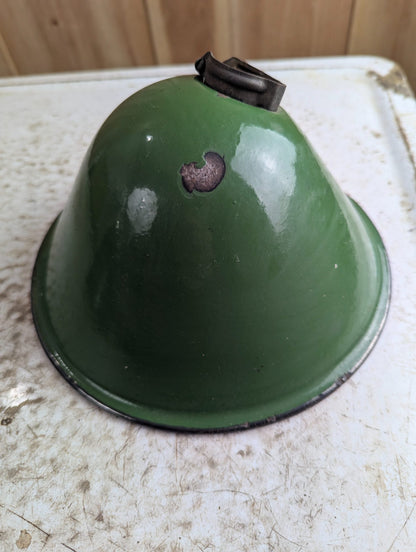 Vintage Industrial 8.5" Green Porcelain Enamel Metal Light Shade with Collar