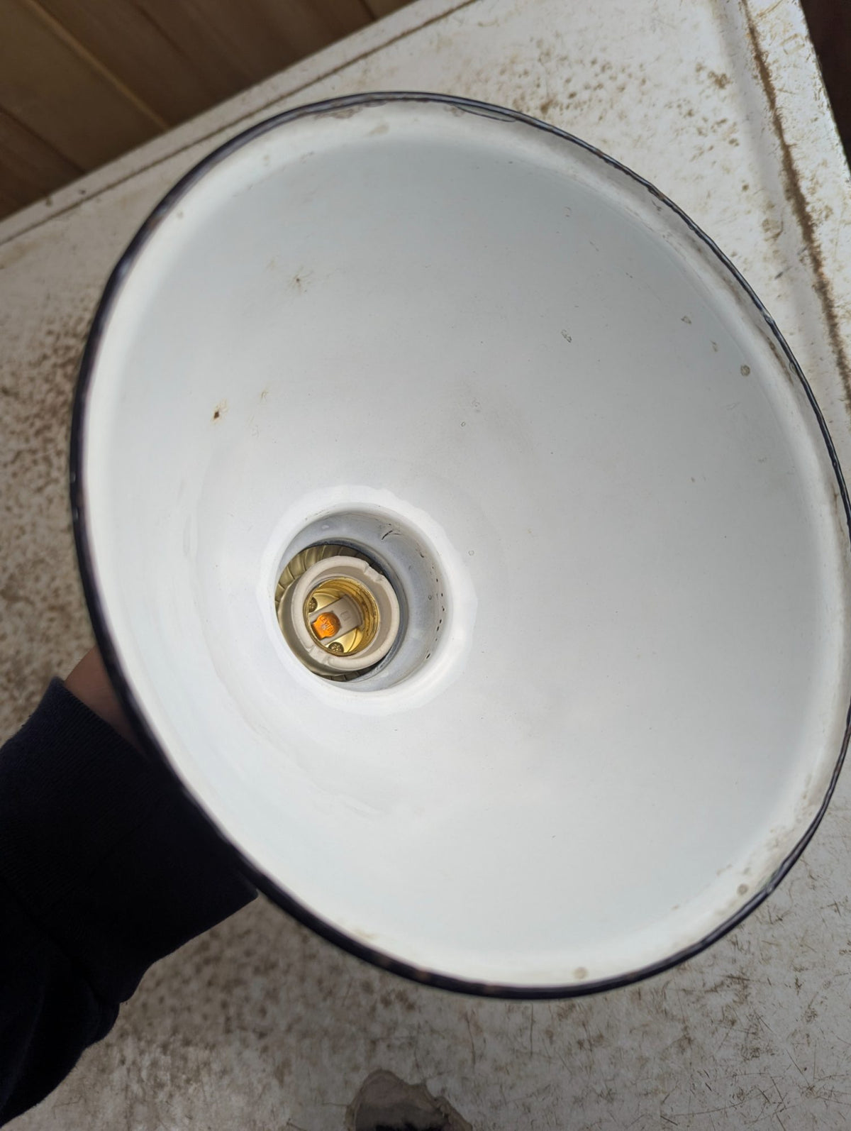 Vintage Industrial 7" Green Porcelain Enamel Metal Dome Light Shade with Socket Fitter