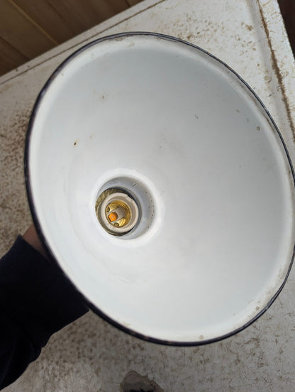 Vintage Industrial 7" Green Porcelain Enamel Metal Dome Light Shade with Socket Fitter