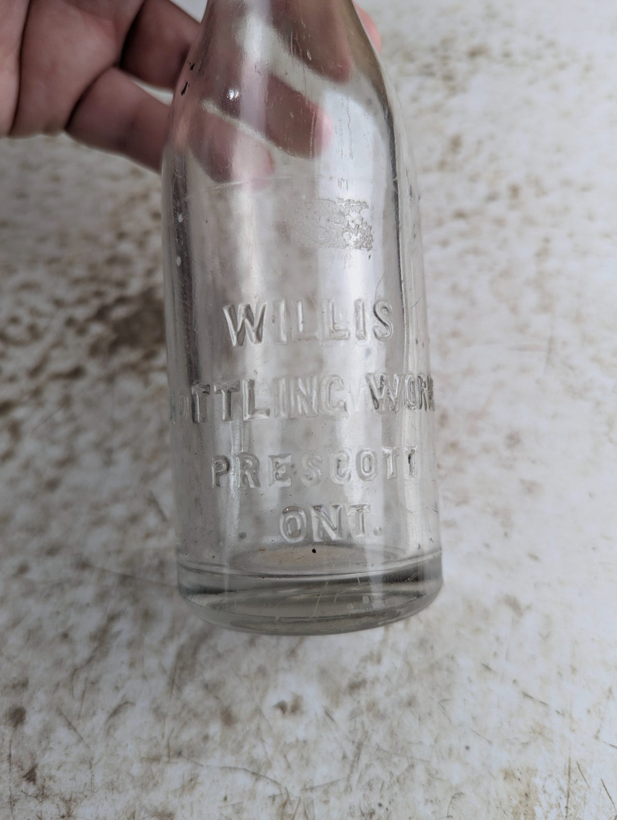 1930s Willis Bottling Works Prescott Clear Embossed Glass Soda Bottle