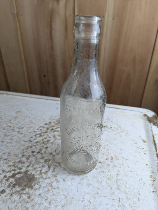 Chas. L. Horsman Campbellford Clear Embossed Glass 8oz Soda Bottle