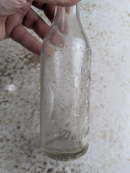 Chas. L. Horsman Campbellford Clear Embossed Glass 8oz Soda Bottle