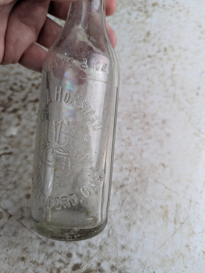Chas. L. Horsman Campbellford Clear Embossed Glass 8oz Soda Bottle