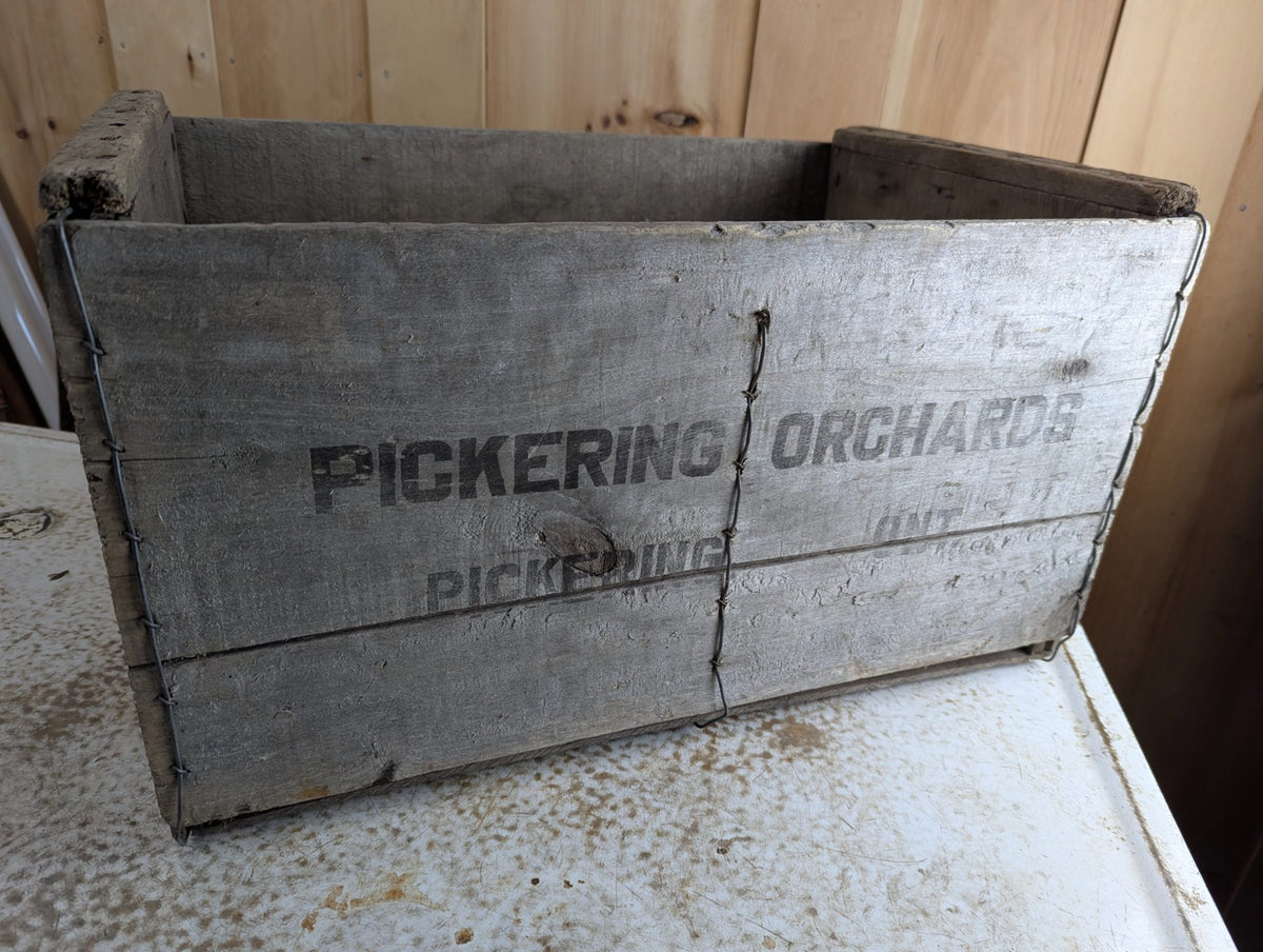 Vintage Wooden Pickering Orchards Crate 22" x 14" x 12"