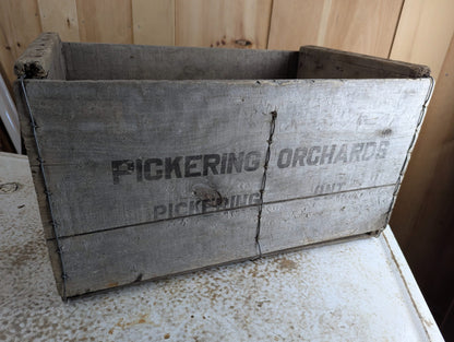 Vintage Wooden Pickering Orchards Crate 22" x 14" x 12"