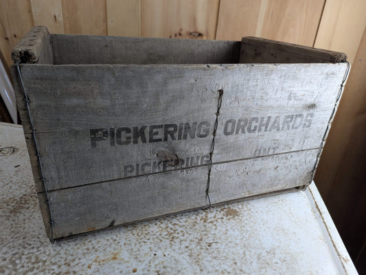Vintage Wooden Pickering Orchards Crate 22" x 14" x 12"
