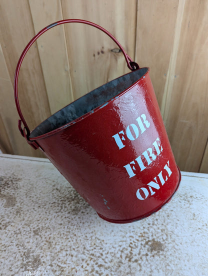 Vintage Round Bottom Metal Fire Pail Bucket