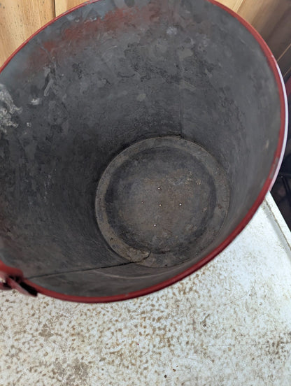 Vintage Round Bottom Metal Fire Pail Bucket