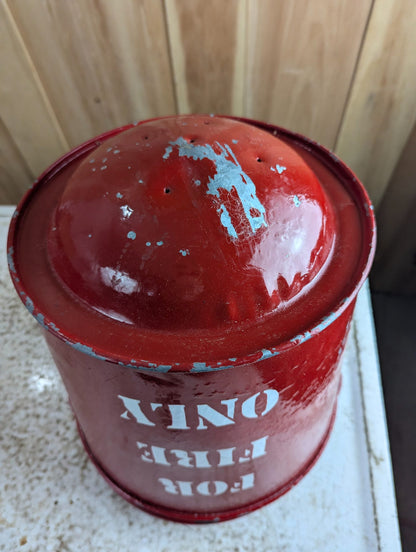 Vintage Round Bottom Metal Fire Pail Bucket