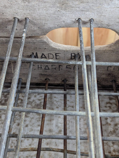 Vintage Wood and Metal Wire Woodland Dairy Crate 18" x 14.5" x 8"