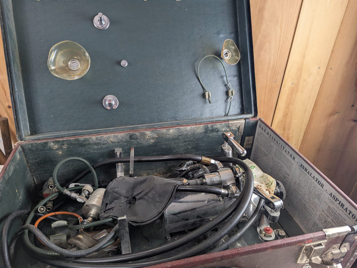 1940s Edison and Johnson Resuscitator in Hard Case 26.5" x 16" x 10"