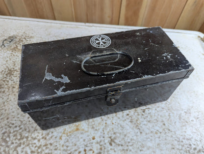 Vintage Black Metal Canadian Pacific First Aid Centre Railroad Box with Contents