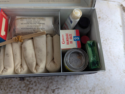 Vintage Black Metal Canadian Pacific First Aid Centre Railroad Box with Contents