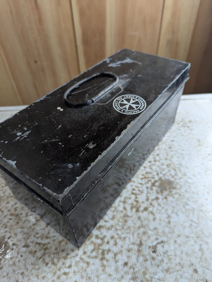 Vintage Black Metal Canadian Pacific First Aid Centre Railroad Box with Contents