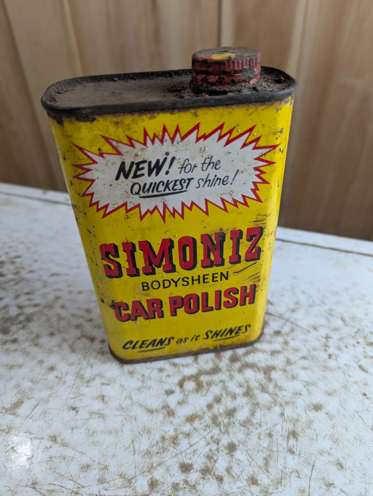 1950s Simoniz Bodysheen Car Polish Metal Can