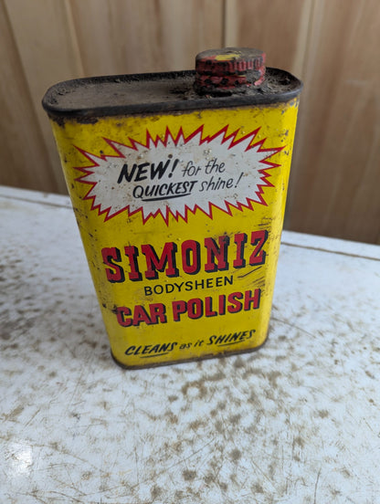 1950s Simoniz Bodysheen Car Polish Metal Can