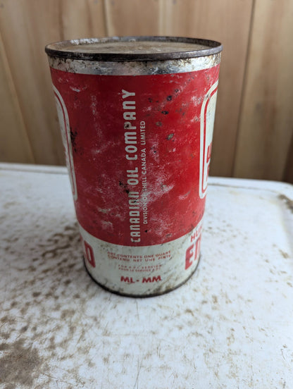 Vintage White Rose En-Ar-Co Non-Detergent Motor Oil Can Red and White