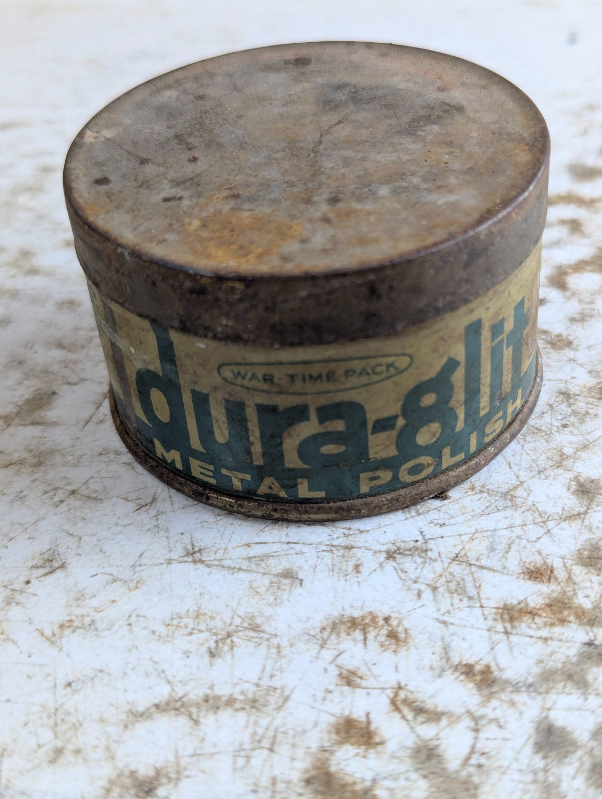 1940s Dura-Gilt Metal Polish Tin 'War-Time Pack' Label