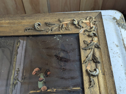1898 Hand-Coloured French Bridal Scene Photograph in 29"x25" Gold-Gilt Wood Frame