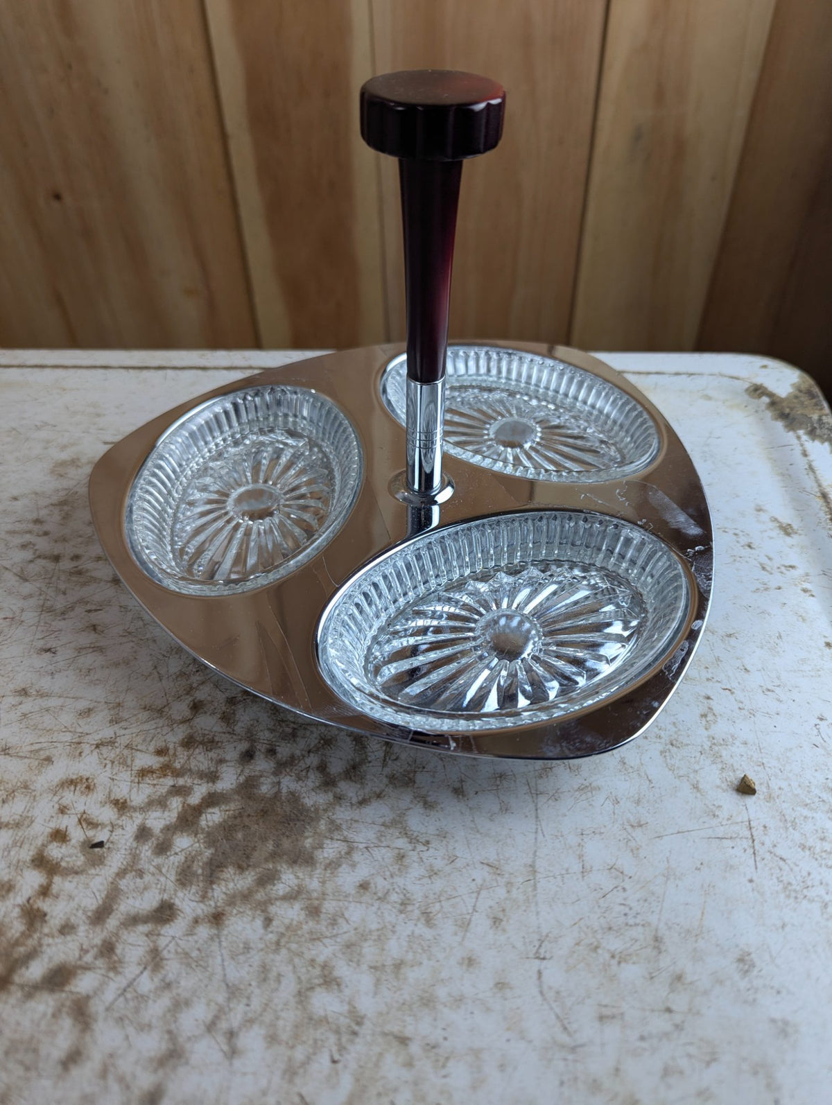 1950s MCM Glo-Hill Canada 'Gourmates' 3-Section Relish Condiment Tray