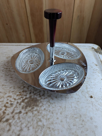 1950s MCM Glo-Hill Canada 'Gourmates' 3-Section Relish Condiment Tray