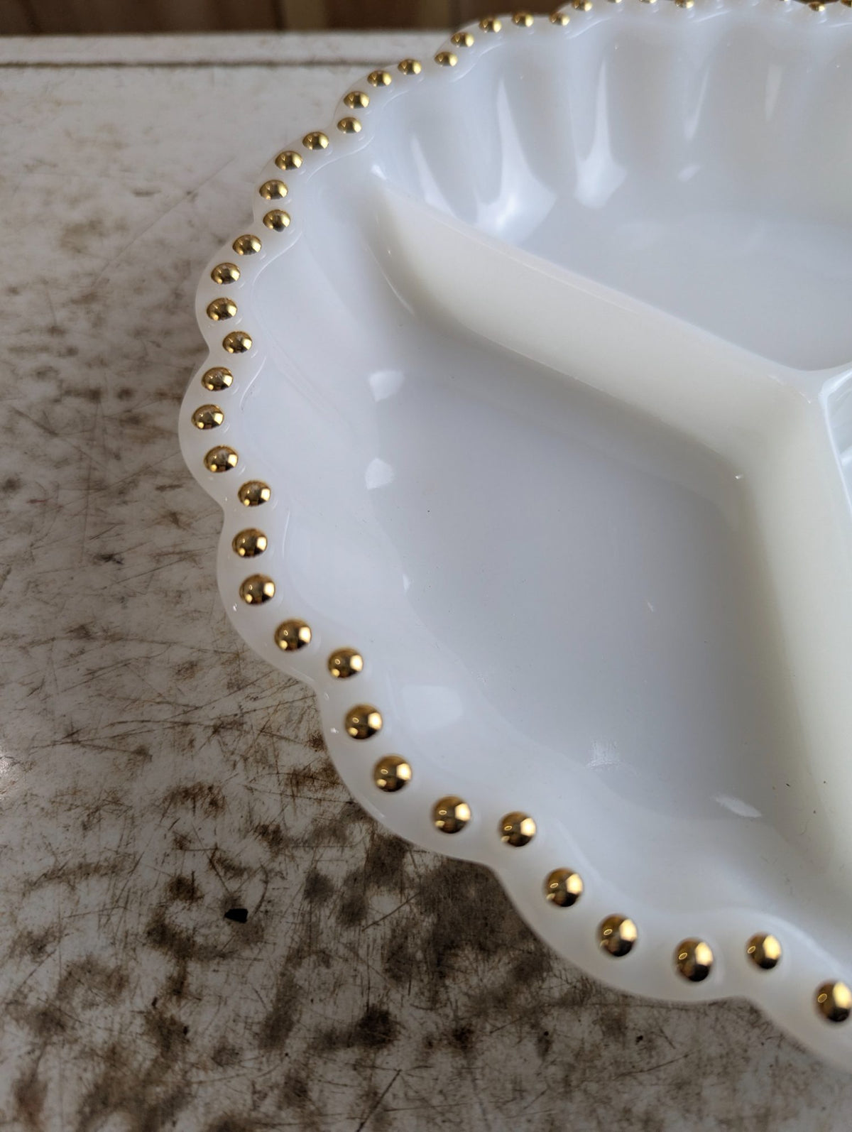 1960s Anchor Hocking Fire-King Milk Glass Divided Relish Appetizer Dish