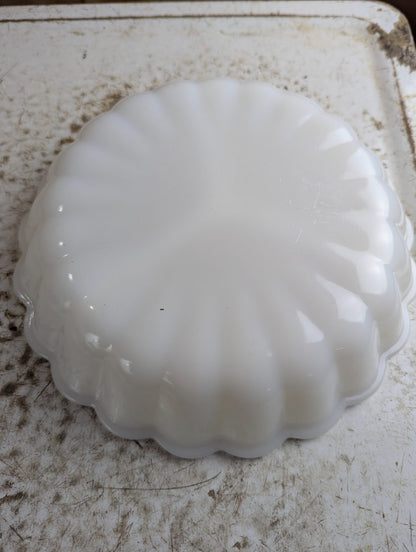 1960s Anchor Hocking Fire-King Milk Glass Divided Relish Appetizer Dish