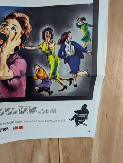 13 Frightened Girls! (1963) Vintage Original Horror Movie Poster one sheet folded - view 3