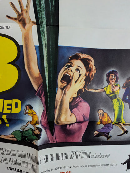 13 Frightened Girls! (1963) Vintage Original Horror Movie Poster one sheet folded - view 7