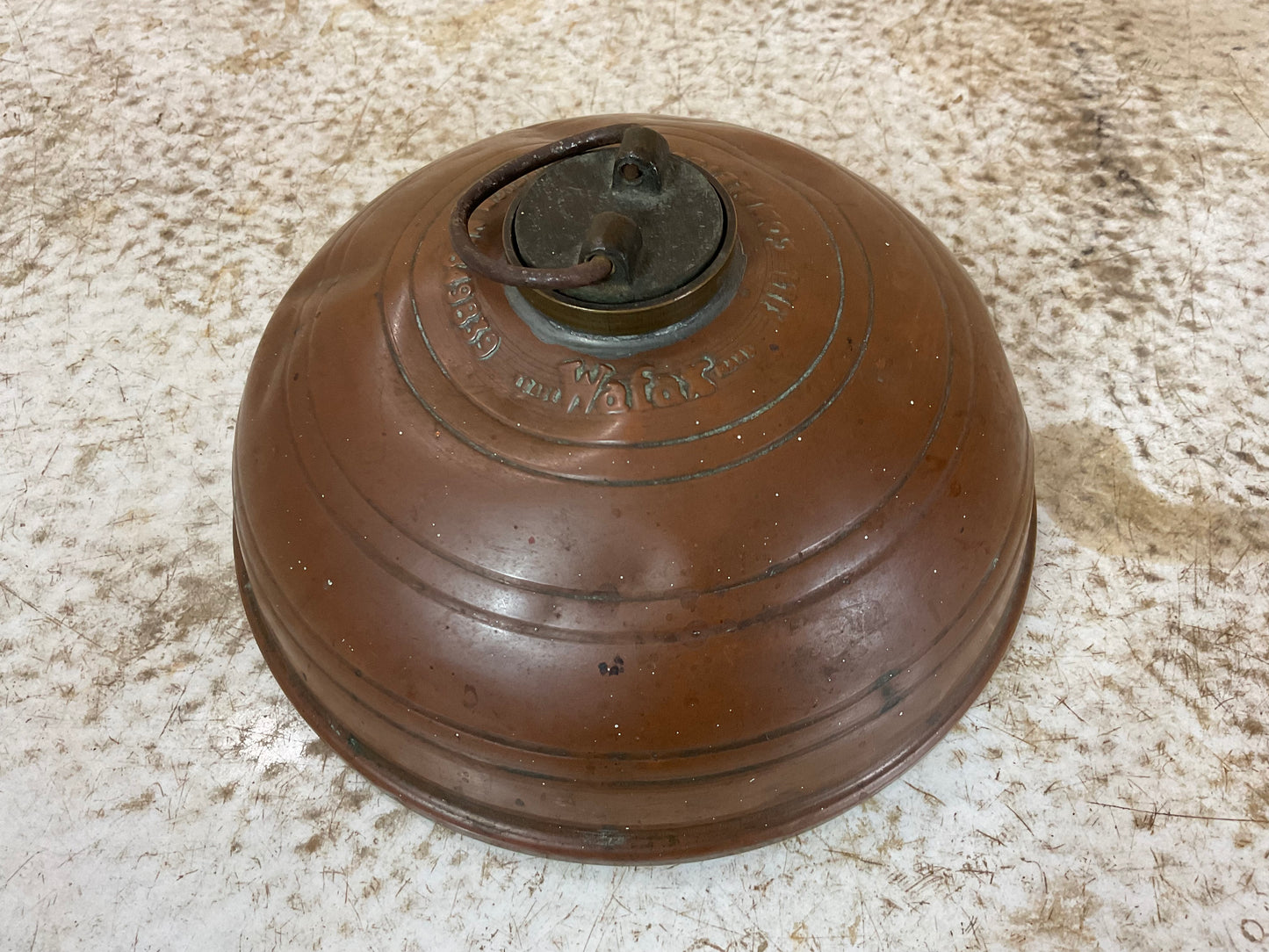 1920’s Antique Wafax Copper Bed Warmer with Metal Stopper - view 2