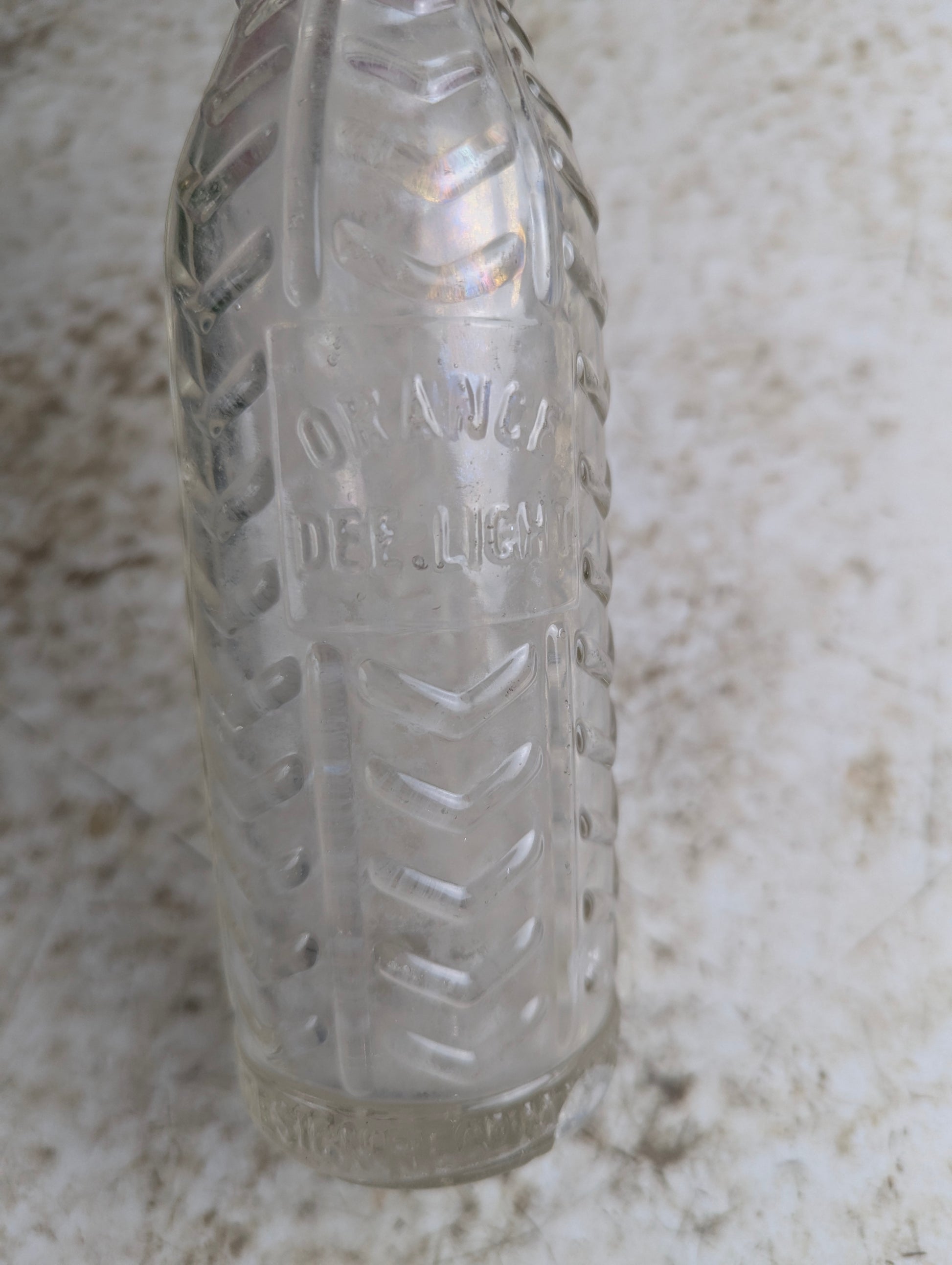 1920s 7oz Orange Dee Light Bossed Soda Bottle - view 2
