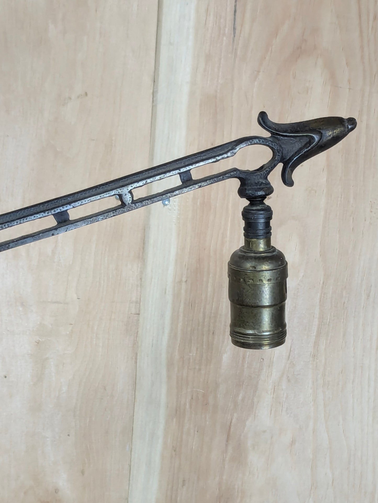 1920s Art Nouveau Cast Iron Bridge Arm Floor Lamp - view 4
