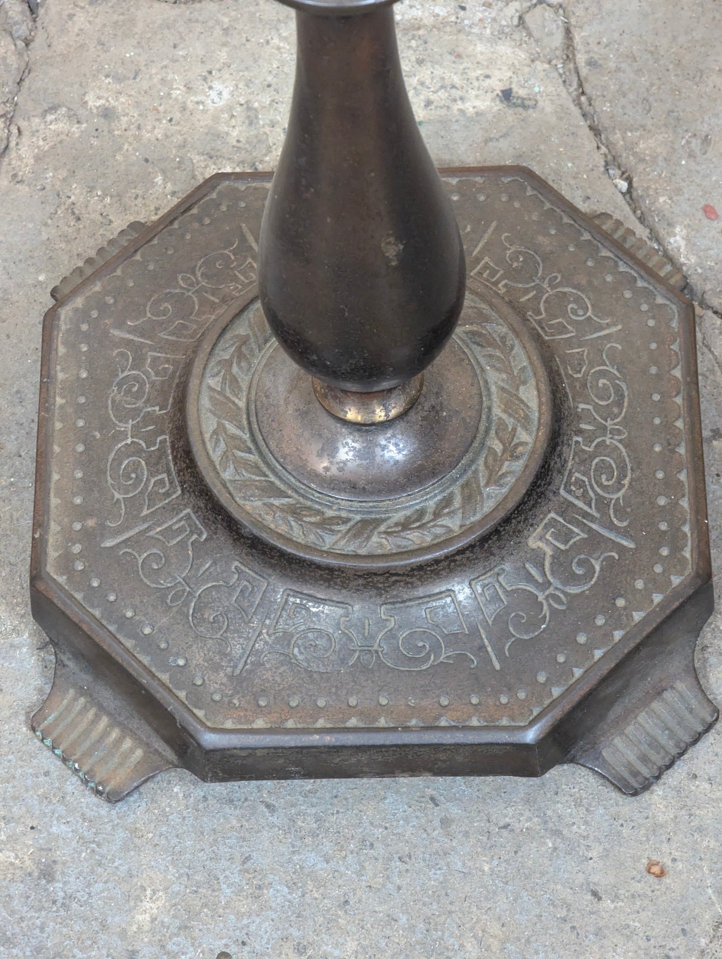 1920s Art Nouveau Cast Iron Bridge Arm Floor Lamp - view 6
