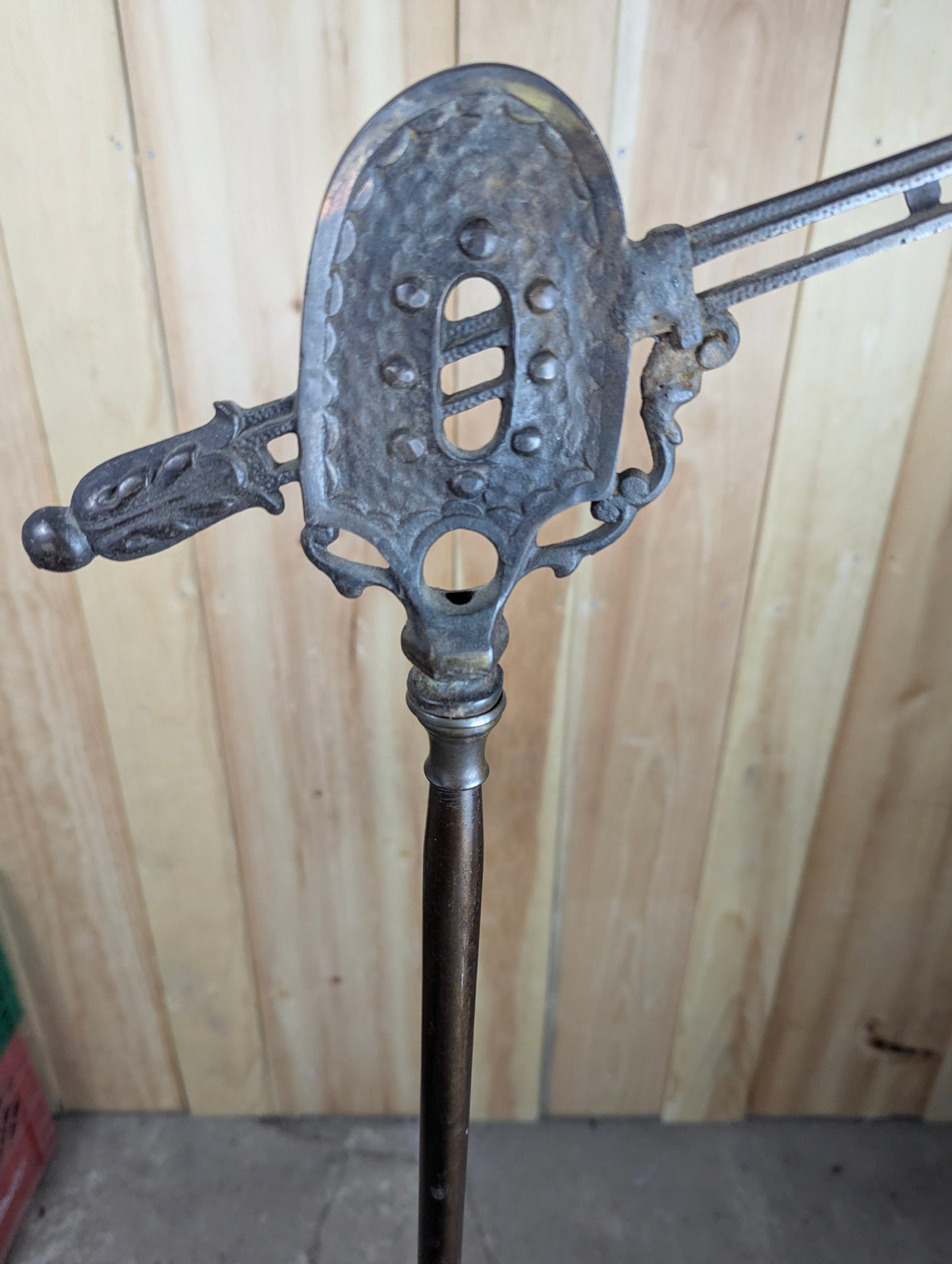 1920s Art Nouveau Cast Iron Bridge Arm Floor Lamp - view 7