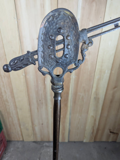 1920s Art Nouveau Cast Iron Bridge Arm Floor Lamp - view 7