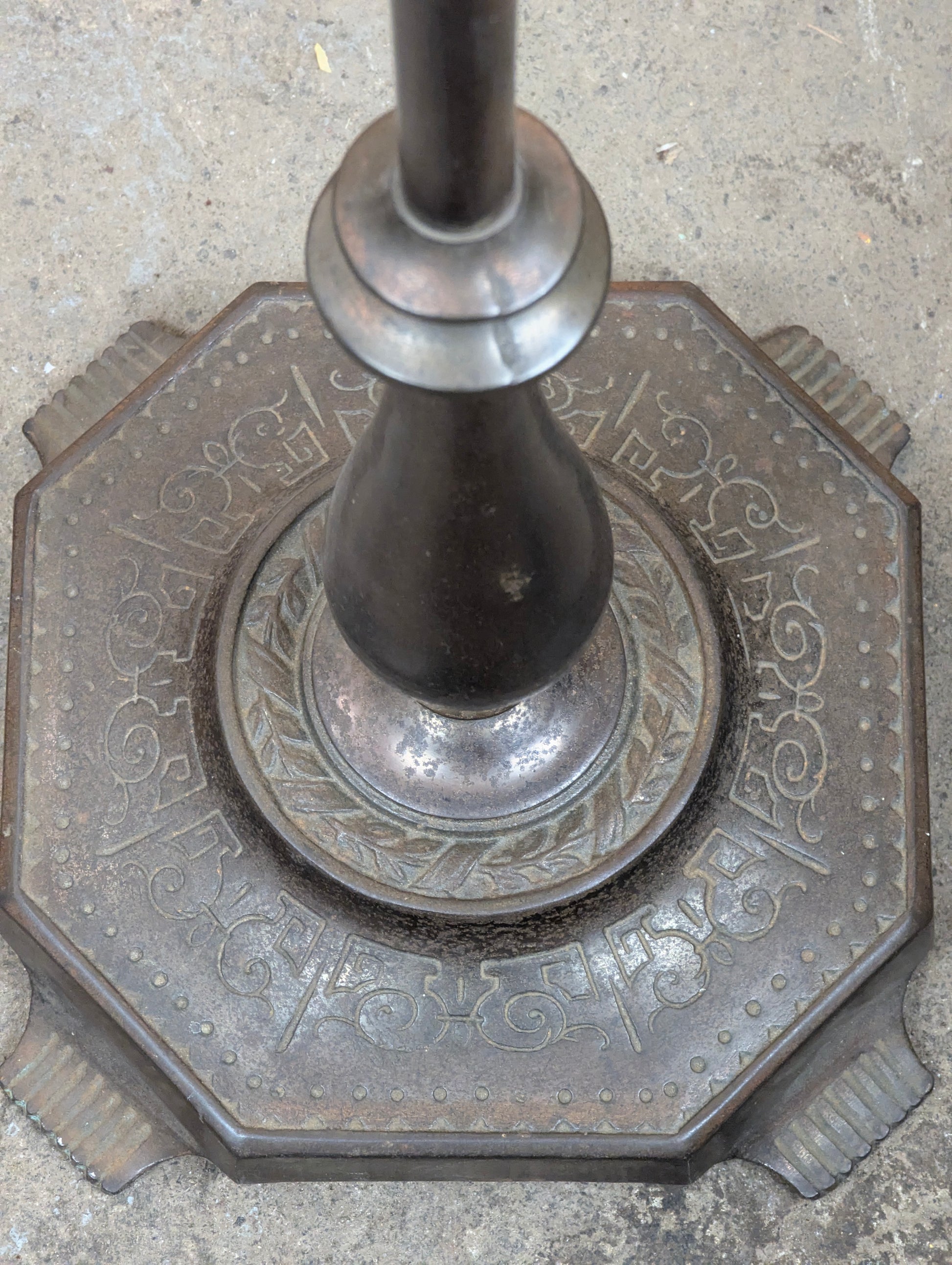 1920s Art Nouveau Cast Iron Bridge Arm Floor Lamp - view 8