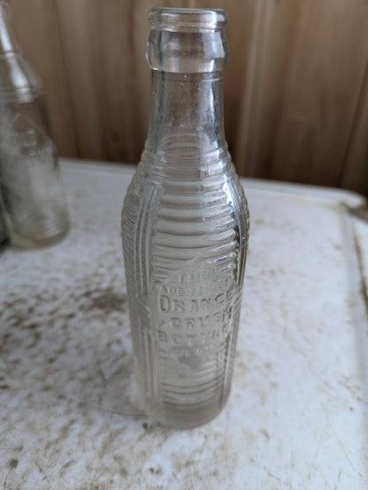 1920s Orange Crush Clear Glass 6oz Embossed Soda bottle