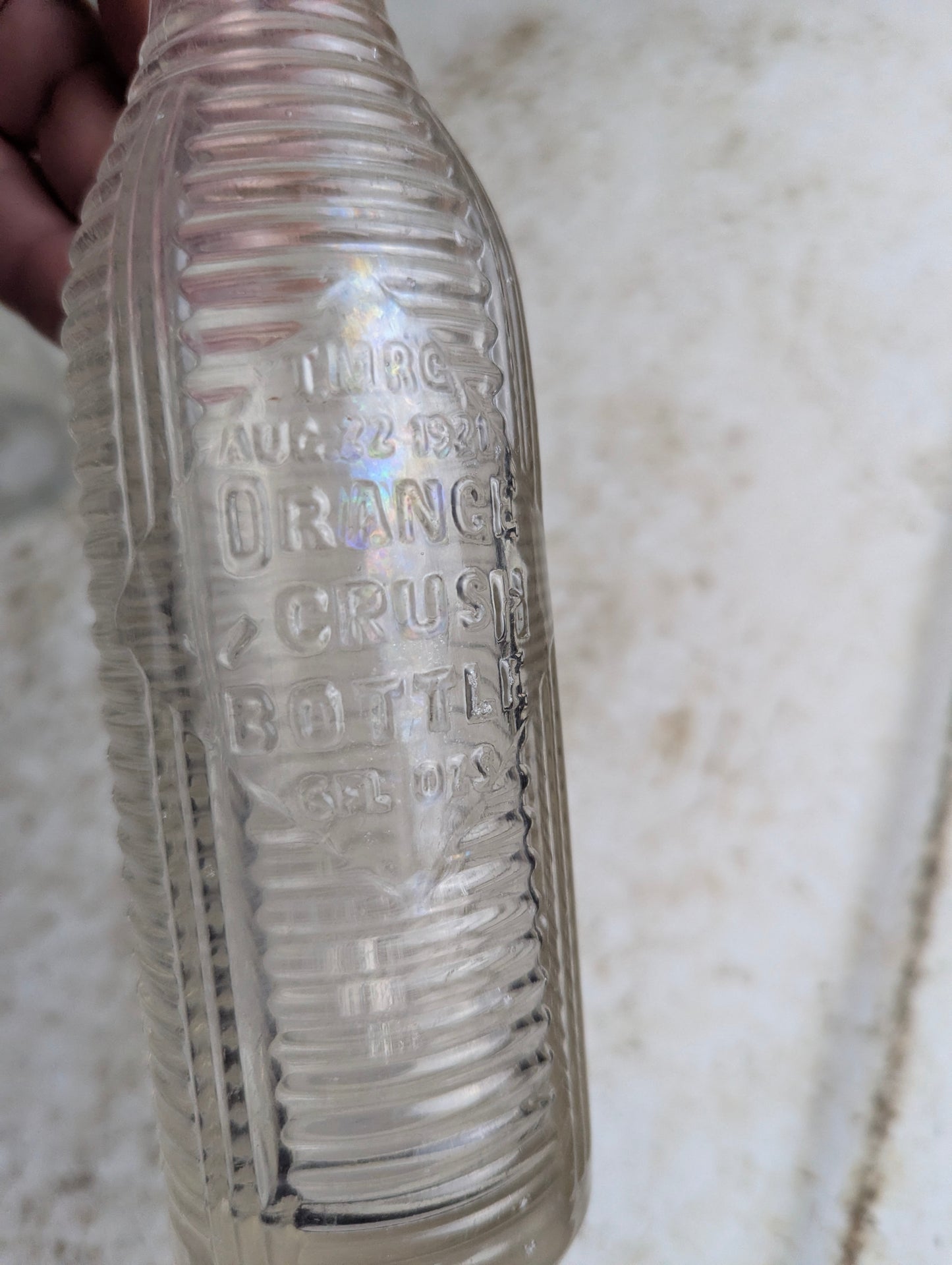 1920s Orange Crush Clear Glass 6oz Embossed Soda bottle - view 2