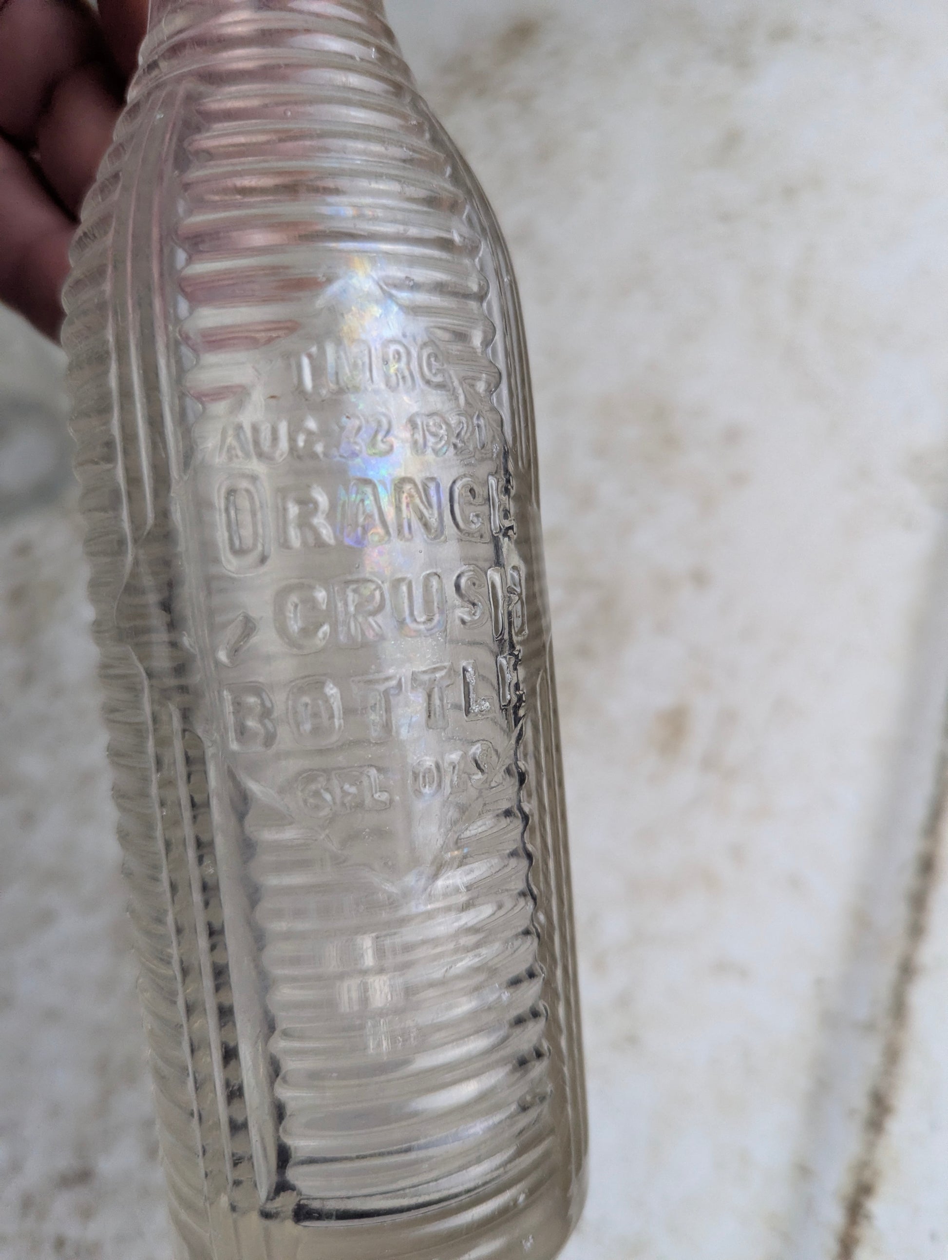 1920s Orange Crush Clear Glass 6oz Embossed Soda bottle - view 2