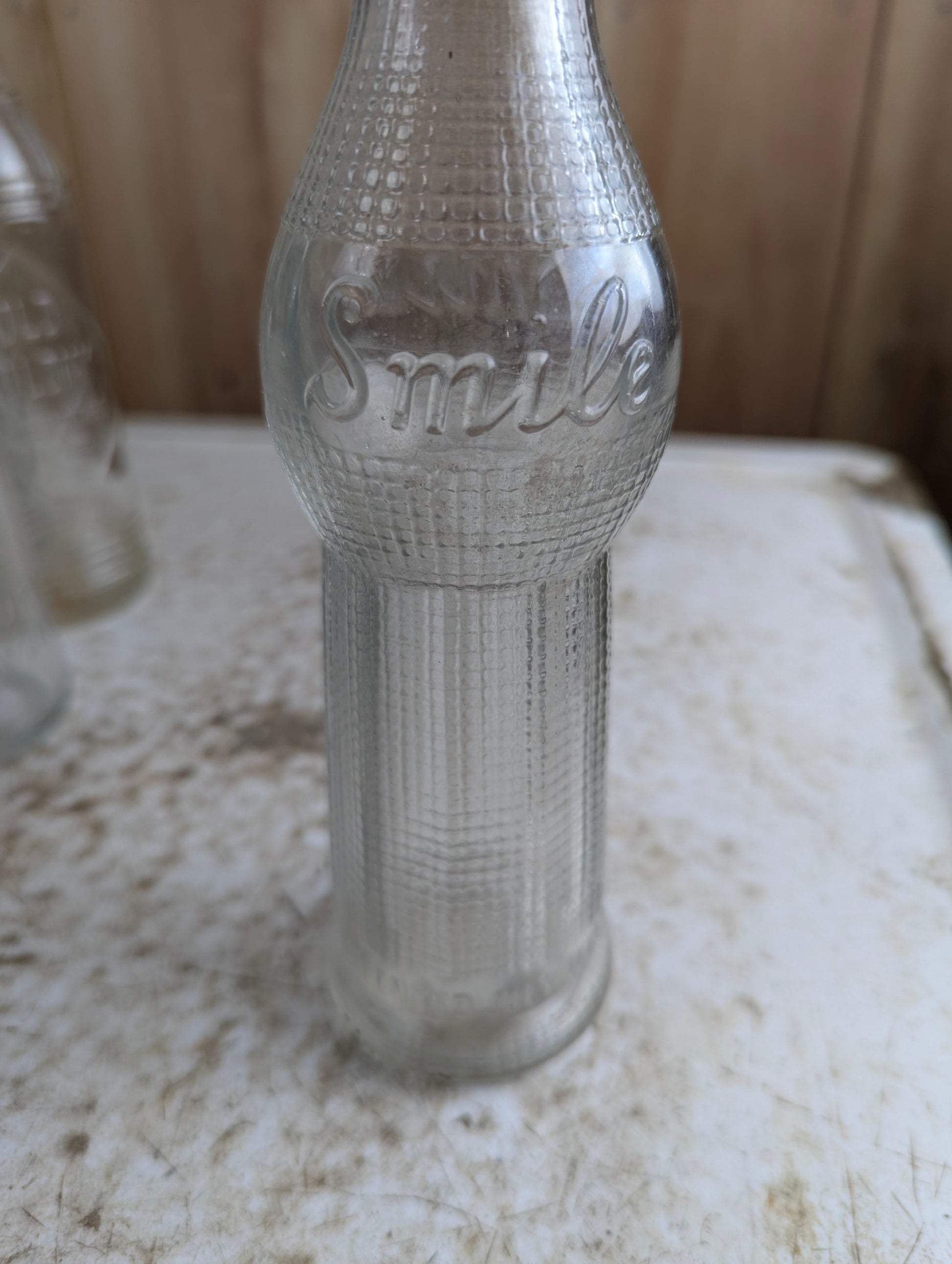 1920s Smile Soda Emboassed Glass 6.5oz Bottle - view 2