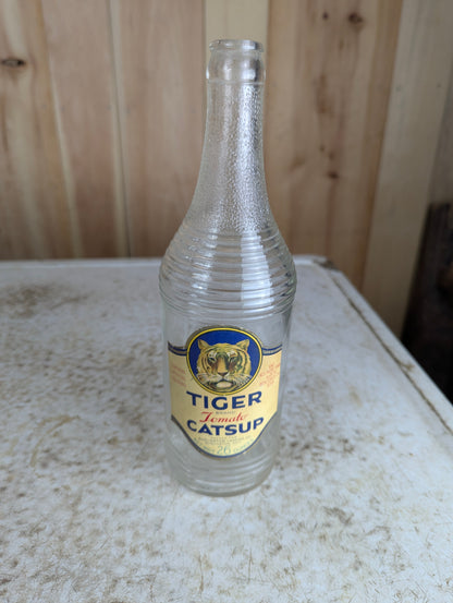 1930’s 26 Fl Oz Tiger Brand Tomato Catsup Glass Bottle